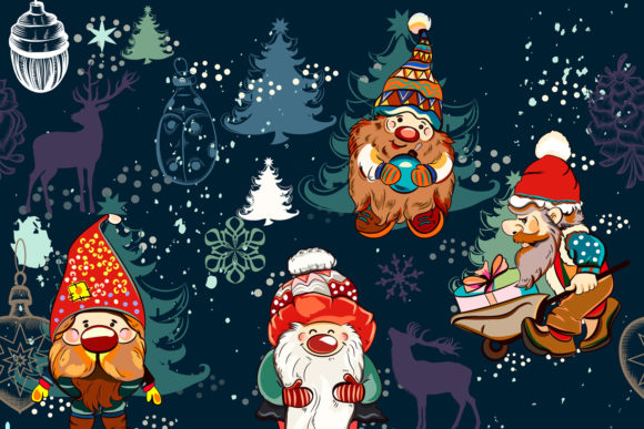 Christmas Pattern with Dwarfs