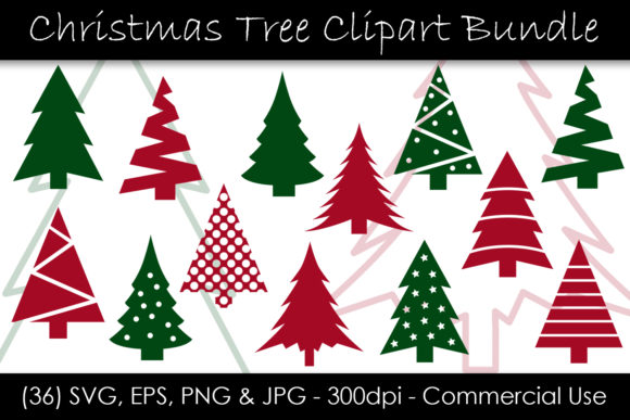 Christmas Tree Clip Art Bundle for Decorative Elements