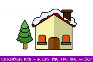 House and Christmas Tree with Snow Icon
