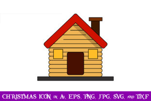 Wooden House with Outline Christmas Icon